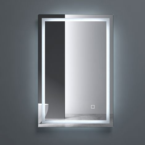 doporro® Badspiegel-02 Led-Lichtspiegel 50x70cm/70x50mm mit Dimmen-Funktion Beschlagfreier Wandspiegel Touchbedienung 5mm Float-Glas (1/5)