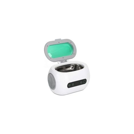 Limpiador ultrasónico, limpiador de gafas, limpiador de joyas, funciona con agua del grifo, tiempo de limpieza recomendado: 90 segundos, depósito de agua de acero inoxidable, R-Crezuo