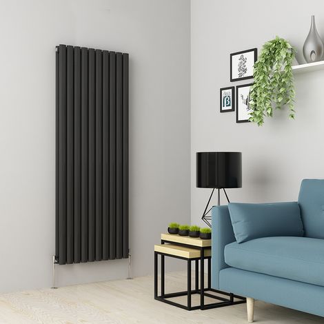 Warmehaus Oval Anthracite Radiator Vertical Double 1600x590mm
