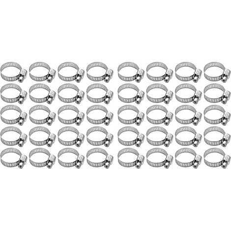 Lntyq 40 Pièces Colliers de Serrage 16-25mm, Collier Serrage Inox Set, Collier de Serrage Réglable, Solide Résistant Rouille Colliers Serrage, Collier Metallique pour Conduites D'eau, Tuyau Piscine,