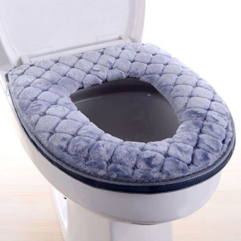 Coussinets chauffants pour siège de toilette, coussin doux pour siège de toilette, coussinets chauffants lavables, gris (1/3)