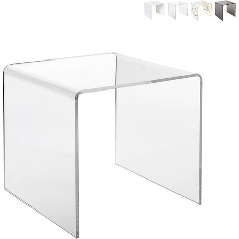 Tavolino moderno da salotto in plexiglass trasparente 40x40cm 80'S Small - Trasparente (1/5)