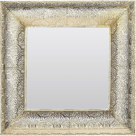 Espejo de pared dorado con marco decorativo cuadrado 60 cm Plerin (1/5)