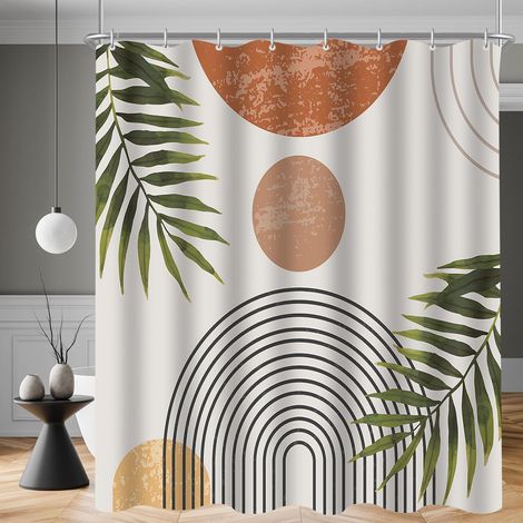 Duschvorhang 100x200cm Blätter Linie H200 x B100 cm (1er Pack) (1/5)