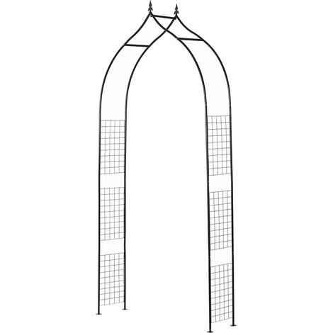 Vintage Style Steel Garden Patio Outdoor Arbor & Trellis Arch Support Vines & Climbing Plants Garden Decoration Black 2.5H m (1/5)