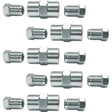 10x Raccord + 5x Connecteur pour Tuyau de Frein 4,75 mm Bride Type F, Filetage M10x1 – Connecteurs de Frein en Acier Zingué, Conforme 1651, Usage Universel (1/5)