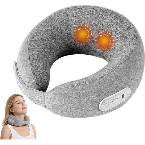 Masajeador de cuello eléctrico recargable 3D de tejido profundo, color gris.