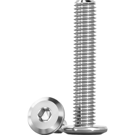 Vis à tête plate Inox A2 (INBUS) - M6 x 40 mm - Lot de 20 pièces - Vis à empreinte hexagonale - Pour Meubles, Métal, Bois, Extérieur (1/5)