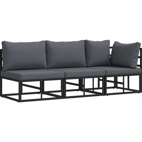 Mobilier de jardin 3 Pièce Noir et anthracite Métal (1/5)