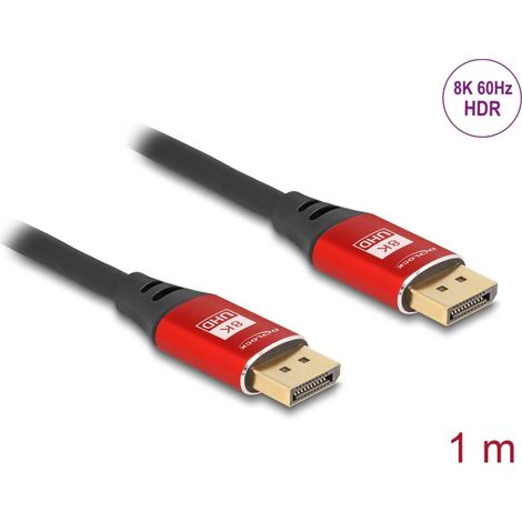 Delock Cable DisplayPort 8K 60 Hz 1 m rojo metal