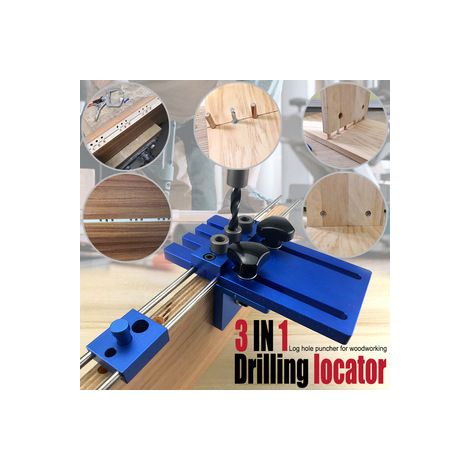 Perce‑trou 3‑en‑1 pour inserts filetés – Gabarit pour chevilles à bois – Idéal pour assembler des panneaux de meubles (1/5)
