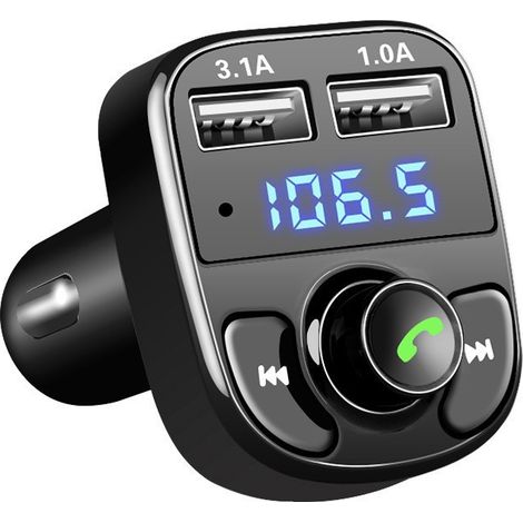 Émetteur FM sans fil pour voiture, émetteur FM Bluetooth avec lecteur MP3 et appels mains libres, adaptateur de streaming musical avec réduction du bruit et (1/5)