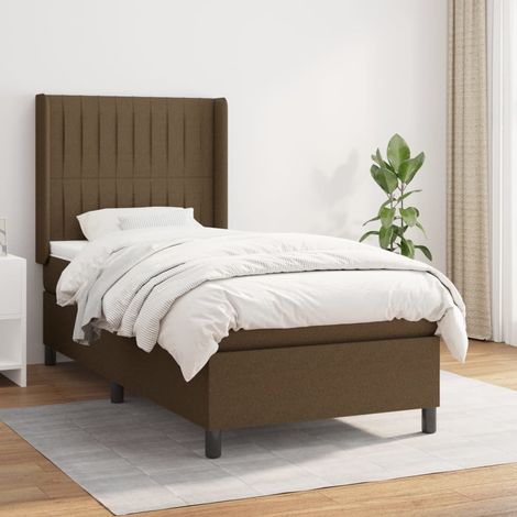 Cama box spring con colchón tela marrón oscuro 80x200 cm vidaXL (1/5)