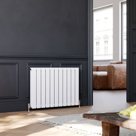 ELEGANT 600 x 836 mm White Horizontal Column Designer Radiator Double Flat Panel Radiator Heater With Anthracite Thermostatic Radiator Valves (1/5)