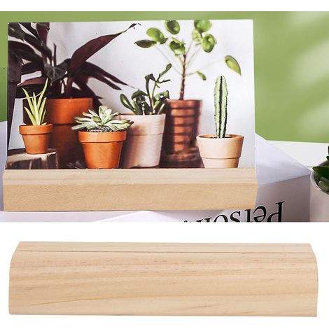 5 Pièces Supports en Bois pour Cartes de Visite et Photos, Pinces à Notes pour Bureau (Couleur Claire) (1/5)