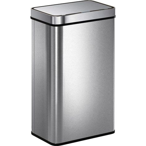 Poubelle à capteur de 60 L, couvercle automatique, acier inoxydable, polyvalente, couleur argent (1/5)