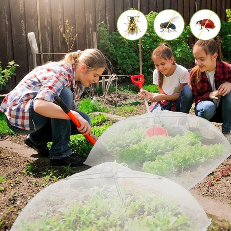 Cloche de protection parapluie pliable en filet blanc 43x43cm, barrière contre insectes pour fruits légumes et fleurs du jardin