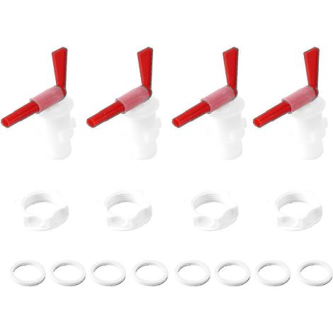Robinet en plastique pour seau de brassage de bière (lot de 4), robinet de remplacement, robinet pour fermenteur, robinet pour vin [HK]-AquaForge (1/4)
