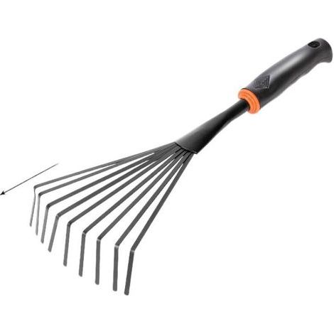 Râteau à main à neuf dents avec manche ergonomique pour plantation, repiquage, désherbage et transport - 1 pièce - Noir