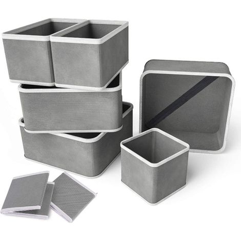 Organisateur de tiroir - Boîte de rangement pliable en tissu - Pour sous-vêtements soutiens-gorge chaussettes cravates écharpes - Lot de 1 (1/5)