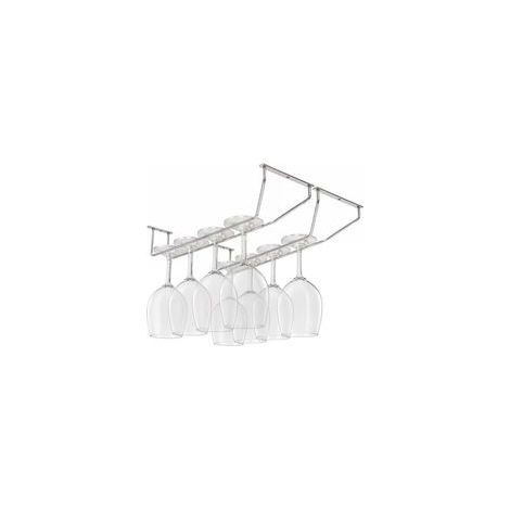 Lot de 2 Porte Verres Suspendu en avec Vis - Support Verre a Pied Suspendu de 35 x 11 cm - Rangement Verre a Pied pour Bar et Cuisine