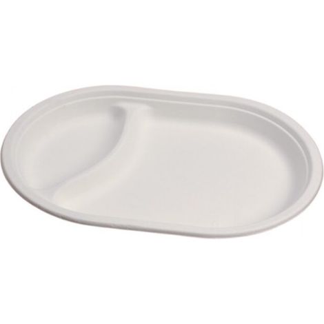 Plateau jetable deux compartiments 30x21 en cellulose - 50 pièces - Ecobioshopping (1/2)
