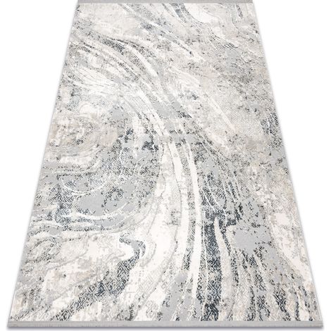 Modern carpet TULS structural, fringe 51328 Vintage, abstraction ivory / grey beige 200x290 cm