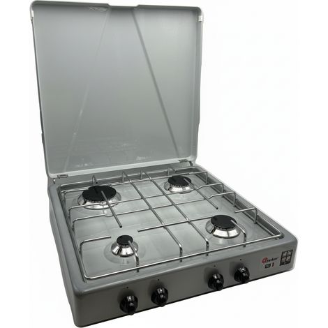 CFParker Fornello 4 Fuochi a Gas Metano con Valvola di Sicurezza Sfumato Grigio - 542SFGS - Fonte di alimentazione: Metano