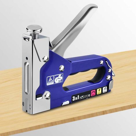 Grapadora de pared multifuncional 3 en 1, grapadora manual para tipo 140, 28 grapas ideal para papel pintado, materiales de fijación, decoración, trabajos de carpintería (1/5)
