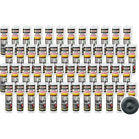 Neutralsilikon Naturstein Marmor Sanitär Silikon Inn/Auß 48x 300ml Anthrazitgrau (1/5)