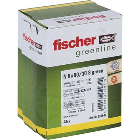 Cheville à frapper N GREEN 6x60/30 avec vis, fabriquée à base de matières premières renouvelables/Boîte de 45 (1/4)