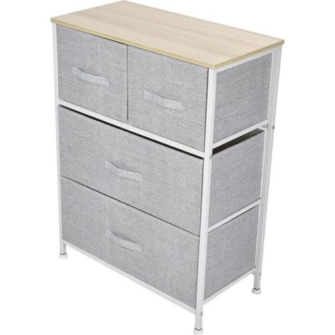 Hohe Kommode von Ejoyous für Schlafzimmer mit 4 Schubladen, 3 Regalböden mit herausnehmbaren Stoffkörben für Kleiderschrank, Nachttisch, Kinderzimmer, Wäscheschrank, Wohnzimmer (1/4)