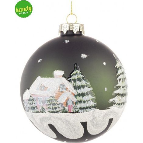 Sfera in vetro Village Bizzotto verde scuro Ø8 cm