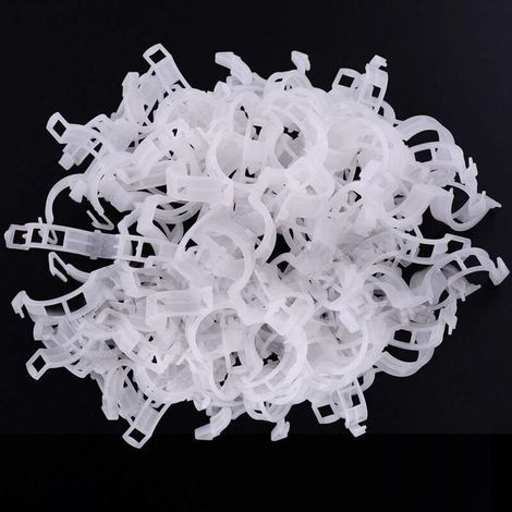 200 pezzi di clip per pomodori per piante, clip per piante rampicanti, clip da giardino in plastica per ortaggi, piante, pomodori - Bianco (1/4)