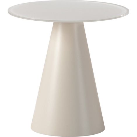 Table d'appoint ronde en verre trempé et métal ø45cm - Beige - Celeste