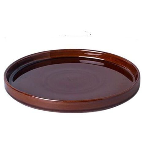 Plateau de Pot de Fleurs Céramique Marron Diamètre 13,8 cm - Soucoupe Durable Intérieur/Extérieur 1 Paquet (1/4)