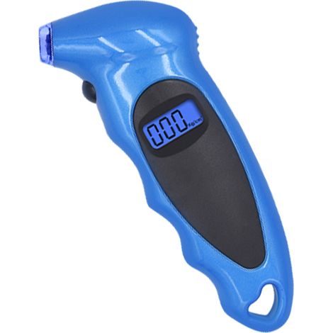 Manomètre numérique de pression des pneus pour voiture, camion, vélo avec écran LCD rétroéclairé et poignée antidérapante, bleu (1/4)