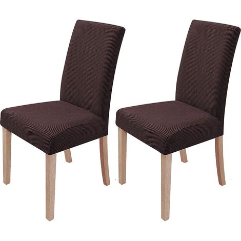 MINKUROW - Juego De 2 Fundas Elásticas Para Sillas De Comedor, Extraíbles Y Lavables, Fundas Para Sillas De Comedor, Modernas Y Elásticas, Decoración Para Oficina, Banquete, Boda, Fiesta (Marrón Oscur (1/5)