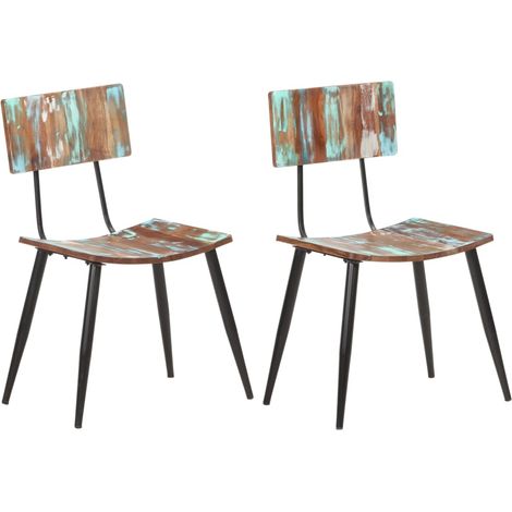 Set di 2 sedie per sala da pranzo da cucina in legno massello di recupero CDS020285