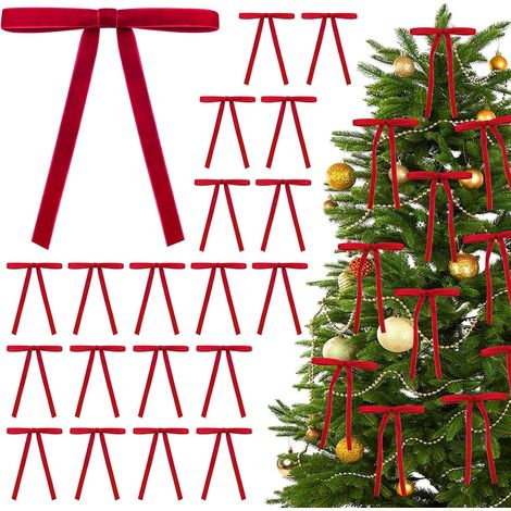 30 Pièces Nœuds Rouge Noël en Velours, Nœud Sapin de Noël en Velours, Décorations de Sapin de Noel pour Les Noel, Les Décorations de Mariage, Les Célébrations, Les Emballages de Cadeaux (1/5)