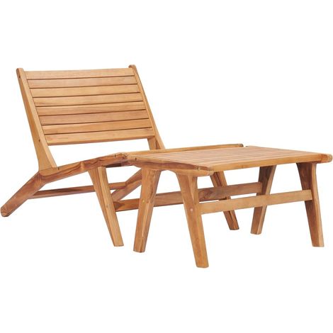 Chaise de jardin avec repose-pied Bois de teck solide (1/5)