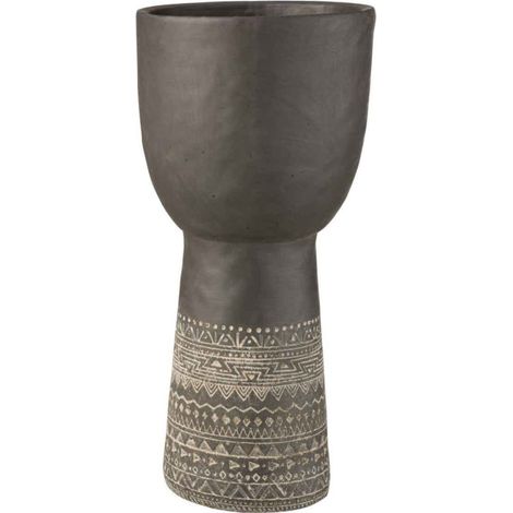 Cache-Pot Déco en Ciment "Ethnic" 50cm Gris