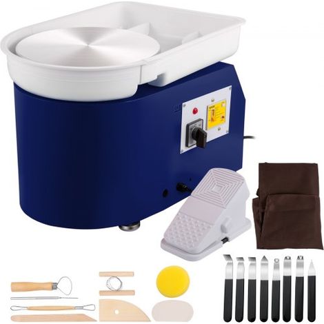 Roue de Poterie 28 cm 350 W Machine à Tour de Potier Bleu (1/5)
