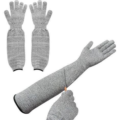 2 paire gants de protection contre les coupures de cuisine 50 cm Résistants aux coupures Gants de jardin pour homme et femme manches anti coupures Gants de chaîne résistants aux (1/5)