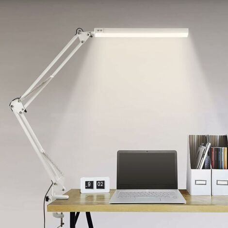 Lampe de Bureau LED, Lampe de Table Architecte Pliable avec Pince, 10 Niveaux de Luminosité X 3 Modes de Couleur, Lampe de table Réglable, Protection des Yeux, 5V/2A CE Adaptateur Incluse (1/5)