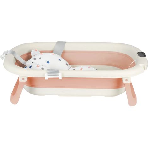 Vaschetta per neonati, termometro digitale, design pieghevole, rosa (1/2)