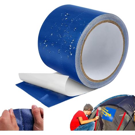 Bleu Ruban d'Étanchéité, Ruban Adhésif Imperméable Scotch Piscine Waterproof, Scotch Peinture,Réparation de Bâche en PVC, 5 m x 8 cm (1/5)