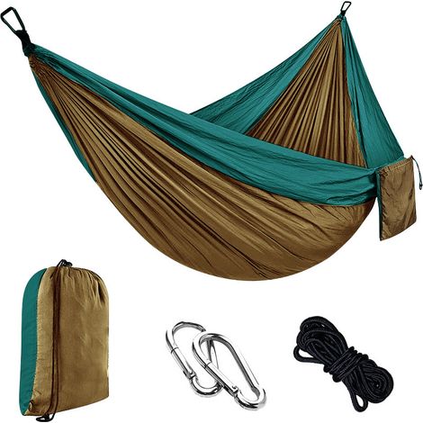 Hamaca ultraligera para acampar  (275 x 140 cm)  Tejido de paracaídas de nailon. Apta para uso en interiores y exteriores. (1/5)