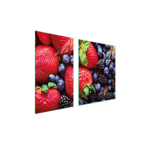 Assiette en verre et planche à découper 100x52 fraises (1/5)