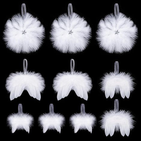 10 Pièces Ailes en Plumes d'Ange Blanc - Décoration Sapin de Noël à Suspendre - Pendentifs Décoratifs pour Arbre de Noël (1/5)